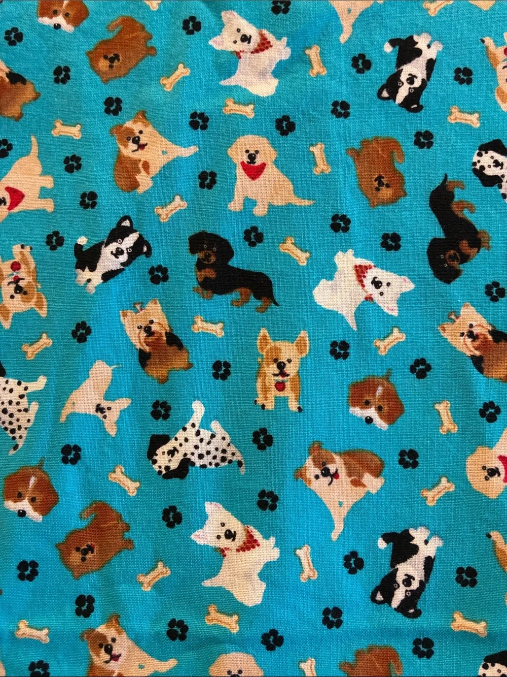 Blue Dog Print Fabric - Dog-Pattern Cotton Pillowcase